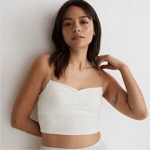 Madewell MWL Flex Sweetheart Crop Top Tank Top White Size XS Fitted, Polyester